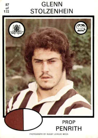 1975 Scanlens Brown Back Card - Base 087 Glenn Stolzenhein Penrith Panthers