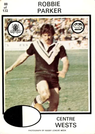 1975 Scanlens Brown Back Card - Base 088 Robbie Parker Western Suburbs Magpies