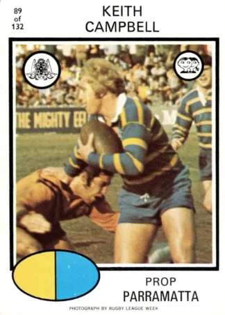 1975 Scanlens Brown Back Card - Base 089 Keith Campbell Parramatta Eels