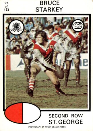 1975 Scanlens Common Card - Base 092 Bruce Starkey St George Dragons