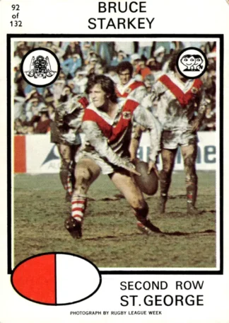1975 Scanlens Brown Back Card - Base 092 Bruce Starkey St George Dragons