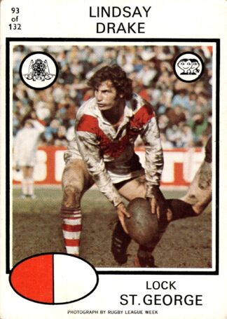 1975 Scanlens Common Card - Base 093 Lindsay Drake St George Dragons