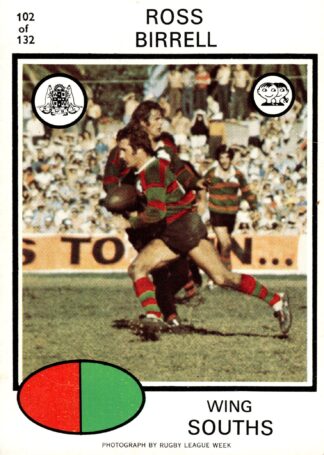 1975 Scanlens Common Card - Base 102 Ross Birrell South Sydney Rabbitohs