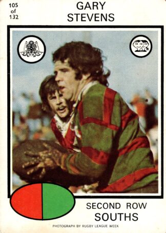 1975 Scanlens Common Card - Base 105 Gary Stevens South Sydney Rabbitohs