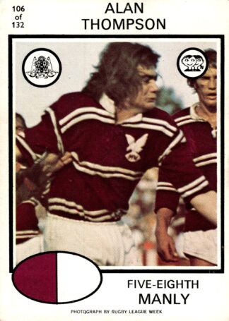 1975 Scanlens Common Card - Base 106 Alan Thompson Manly Sea Eagles