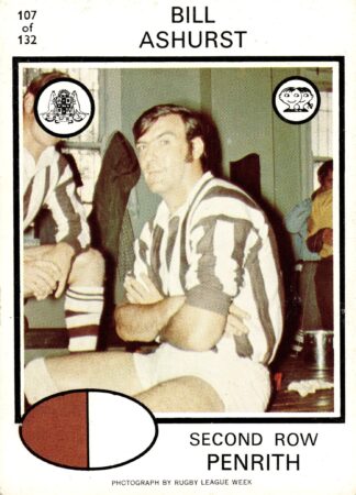 1975 Scanlens Common Card - Base 107 Bill Ashurst Penrith Panthers