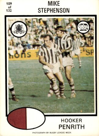 1975 Scanlens Common Card - Base 109 Mike Stephenson Penrith Panthers