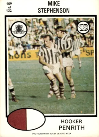 1975 Scanlens Brown Back Card - Base 109 Mike Stephenson Penrith Panthers