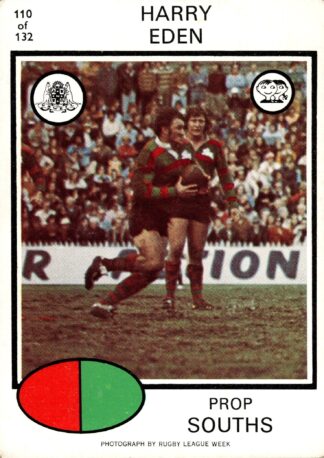 1975 Scanlens Common Card - Base 110 Harry Eden South Sydney Rabbitohs