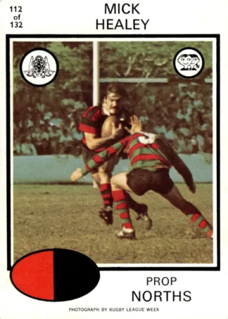 1975 Scanlens Brown Back Card - Base 112 Mick Healey North Sydney Bears