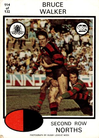 1975 Scanlens Common Card - Base 114 Bruce Walker North Sydney Bears