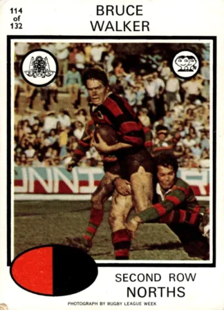 1975 Scanlens Brown Back Card - Base 114 Bruce Walker North Sydney Bears