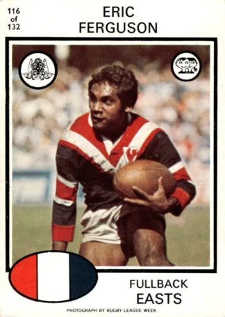 1975 Scanlens Brown Back Card - Base 116 Eric Ferguson Eastern Suburbs Roosters