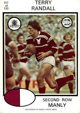 1975 Scanlens Common Card - Base 117 Terry Randall Manly Sea Eagles