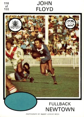 1975 Scanlens Brown Back Card - Base 118 John Floyd Newtown Jets
