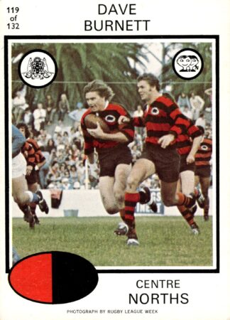 1975 Scanlens Common Card - Base 119 Dave Burnett North Sydney Bears
