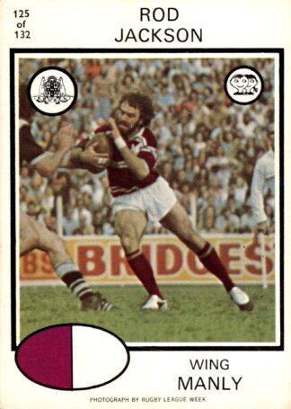 1975 Scanlens Common Card - Base 125 Rod Jackson Manly Sea Eagles