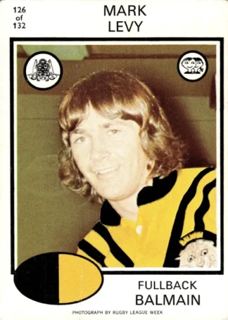 1975 Scanlens Brown Back Card - Base 126 Mark Levy Balmain Tigers