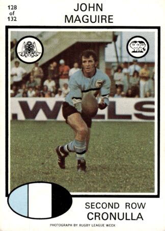 1975 Scanlens Common Card - Base 128 John Maguire Cronulla Sharks