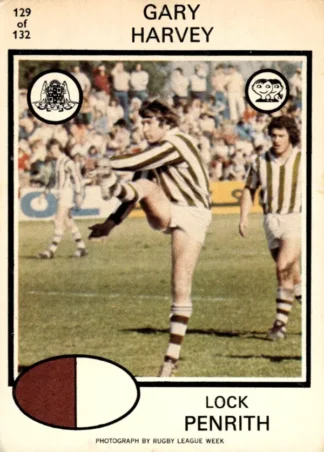 1975 Scanlens Brown Back Card - Base 129 Gary Harvey Penrith Panthers
