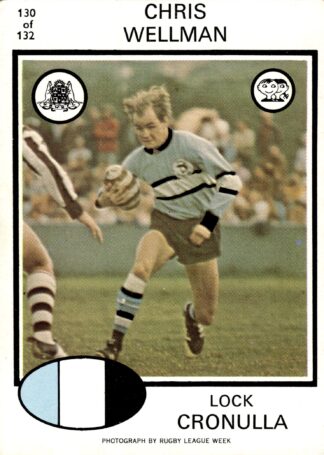 1975 Scanlens Common Card - Base 130 Chris Wellman Cronulla Sharks