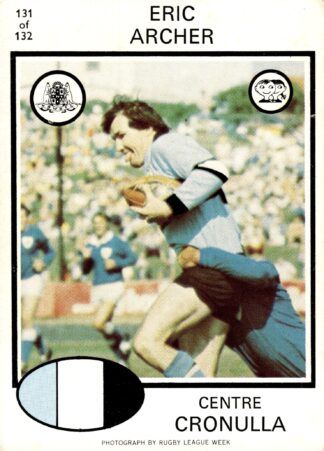1975 Scanlens Common Card - Base 131 Eric Archer Cronulla Sharks