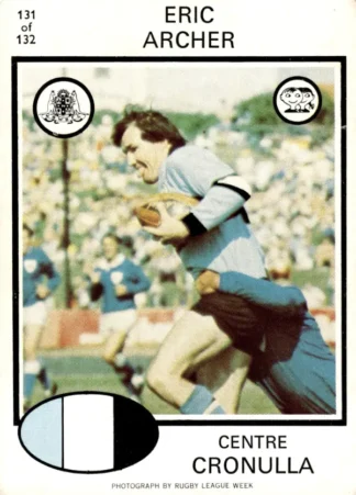 1975 Scanlens Brown Back Card - Base 131 Eric Archer Cronulla Sharks