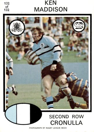 1975 Scanlens Common Card - Base 132 Ken Maddison Cronulla Sharks