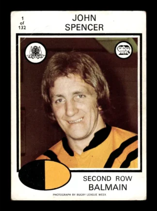 1975 Scanlens Brown Back Card - Base 001 John Spencer Balmain Tigers