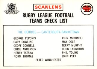 1975 Scanlens Common Card - Checklist 02 Canterbury Berries