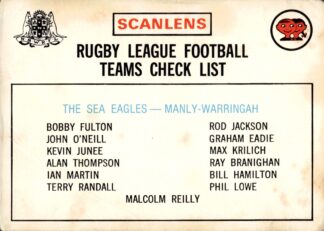 1975 Scanlens Common Card - Checklist 05 Manly Sea Eagles