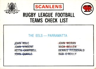 1975 Scanlens Common Card - Checklist 08 Parramatta Eels