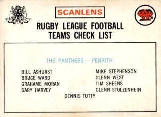 1975 Scanlens Common Card - Checklist 09 Penrith Panthers