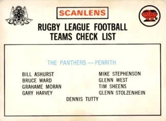 1975 Scanlens Brown Back Card - Checklist 09 Penrith Panthers