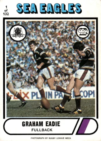 1976 Scanlens Common Card - Base 001 Graham Eadie Manly Sea Eagles