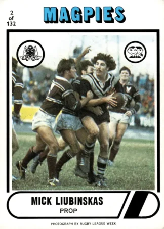 1976 Scanlens Common Card - Base 002 Mick Liubinskas Western Suburbs Magpies