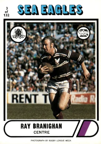 1976 Scanlens Common Card - Base 003 Ray Branighan Manly Sea Eagles