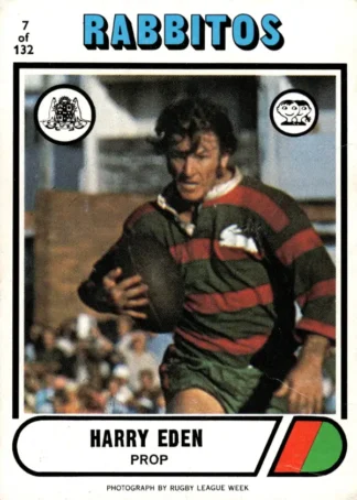 1976 Scanlens Common Card - Base 007 Harry Eden South Sydney Rabbitohs