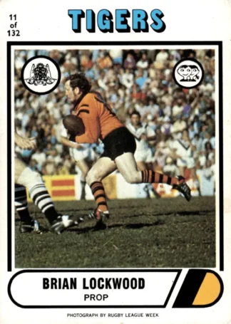 1976 Scanlens Common Card - Base 011 Brian Lockwood Balmain Tigers
