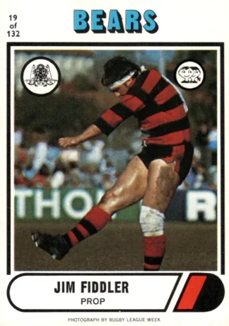 1976 Scanlens Common Card - Base 019 Jim Fiddler North Sydney Bears