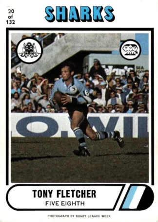 1976 Scanlens Common Card - Base 020 Tony Fletcher Cronulla Sharks