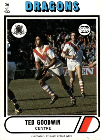 1976 Scanlens Common Card - Base 026 Ted Goodwin St George Dragons