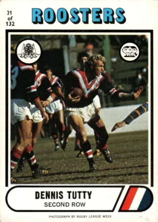 1976 Scanlens Common Card - Base 031 Dennis Tutty Eastern Suburbs Roosters