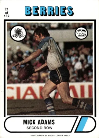 1976 Scanlens Common Card - Base 032 Mick Adams Canterbury Berries