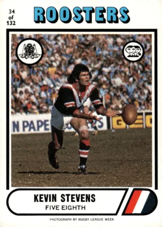 1976 Scanlens Common Card - Base 034 Kevin Stevens Eastern Suburbs Roosters