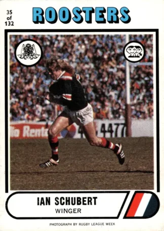 1976 Scanlens Common Card - Base 035 Ian Schubert Eastern Suburbs Roosters