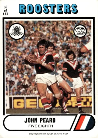 1976 Scanlens Common Card - Base 036 John Peard Eastern Suburbs Roosters