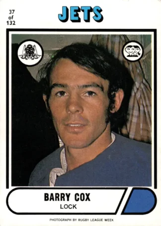 1976 Scanlens Common Card - Base 037 Barry Cox Newtown Jets