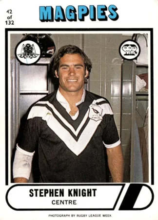 1976 Scanlens Common Card - Base 042 Stephen Knight Western Suburbs Magpies
