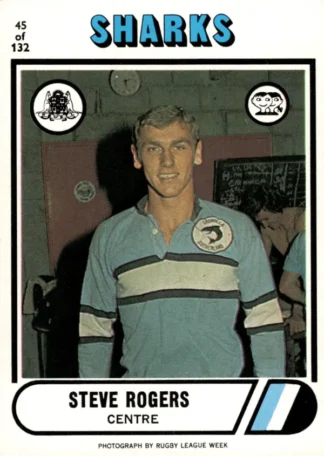 1976 Scanlens Common Card - Base 045 Steve Rogers Cronulla Sharks